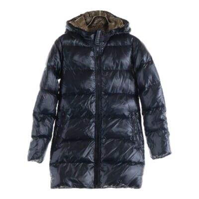 Kappa カッパ ナイロン フーデッド ダウンコート ロングジャケット レディース ブラック MFN-1057R Bランク