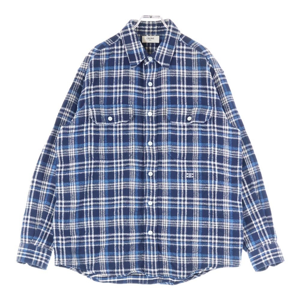 セリーヌ 24AW ランバージャック トリオンフ刺繍 ルーズ長袖チェック