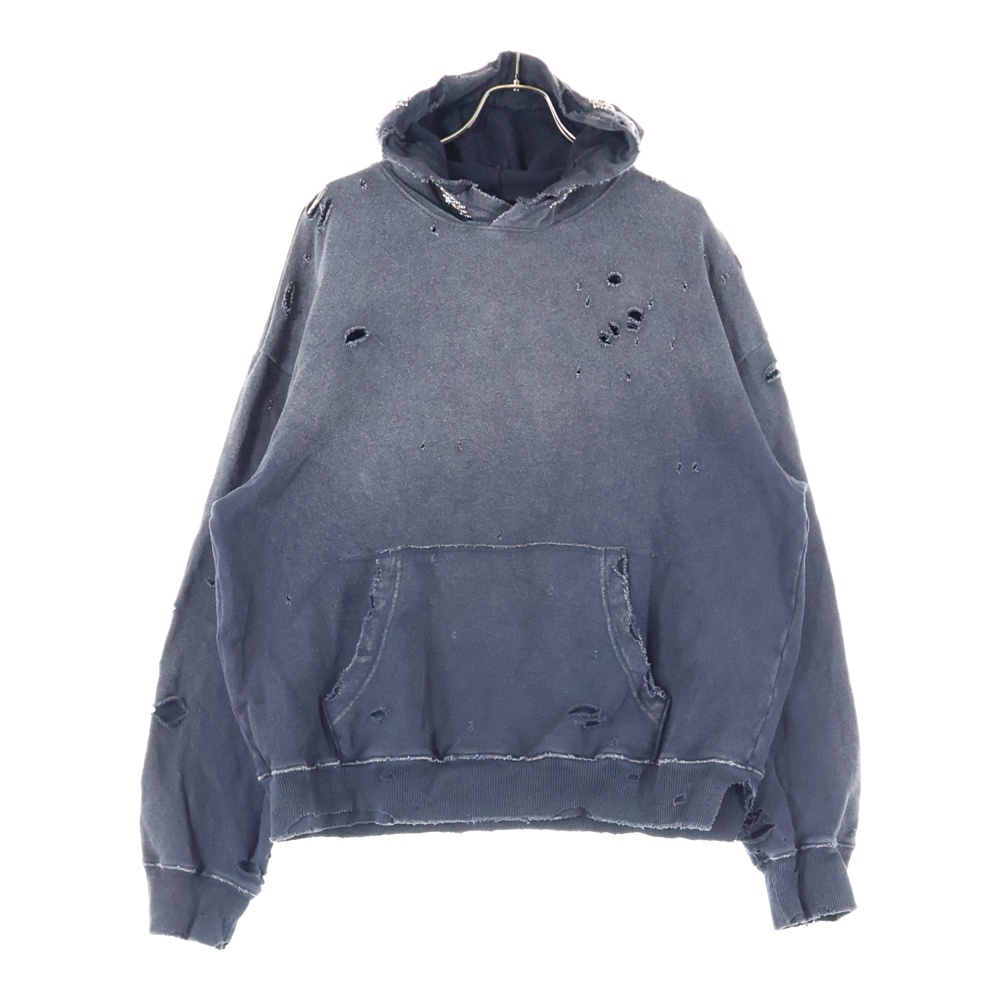 キャピタル 裏毛 スリラーダメージフードスウェット(スタッズ リメイク