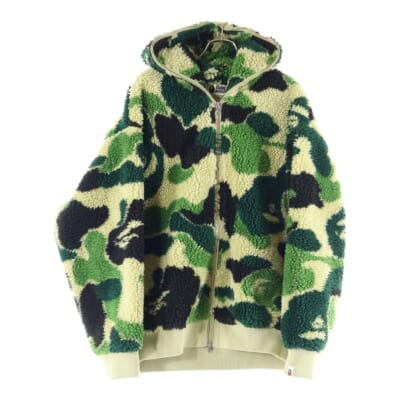 CAMO BOA SHARK RELAXED FIT FULL ZIP HOODIE カモ柄 ボアシャークパーカー フルジップフーディー カーキ 001ZPK801307M Bランク