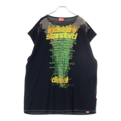 T-ISAK-A T-SHIRT フロントアートプリント ノースリーブカットソー ブラック A19734 Bランク