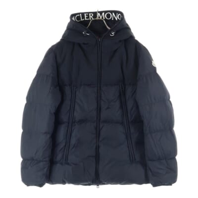 19AW MONTCLA GIUBBOTTO モンクラー ロゴエンブロイダリー ジップアップフーデッドダウンジャケット ブラック E20914194385 C0300 Bランク