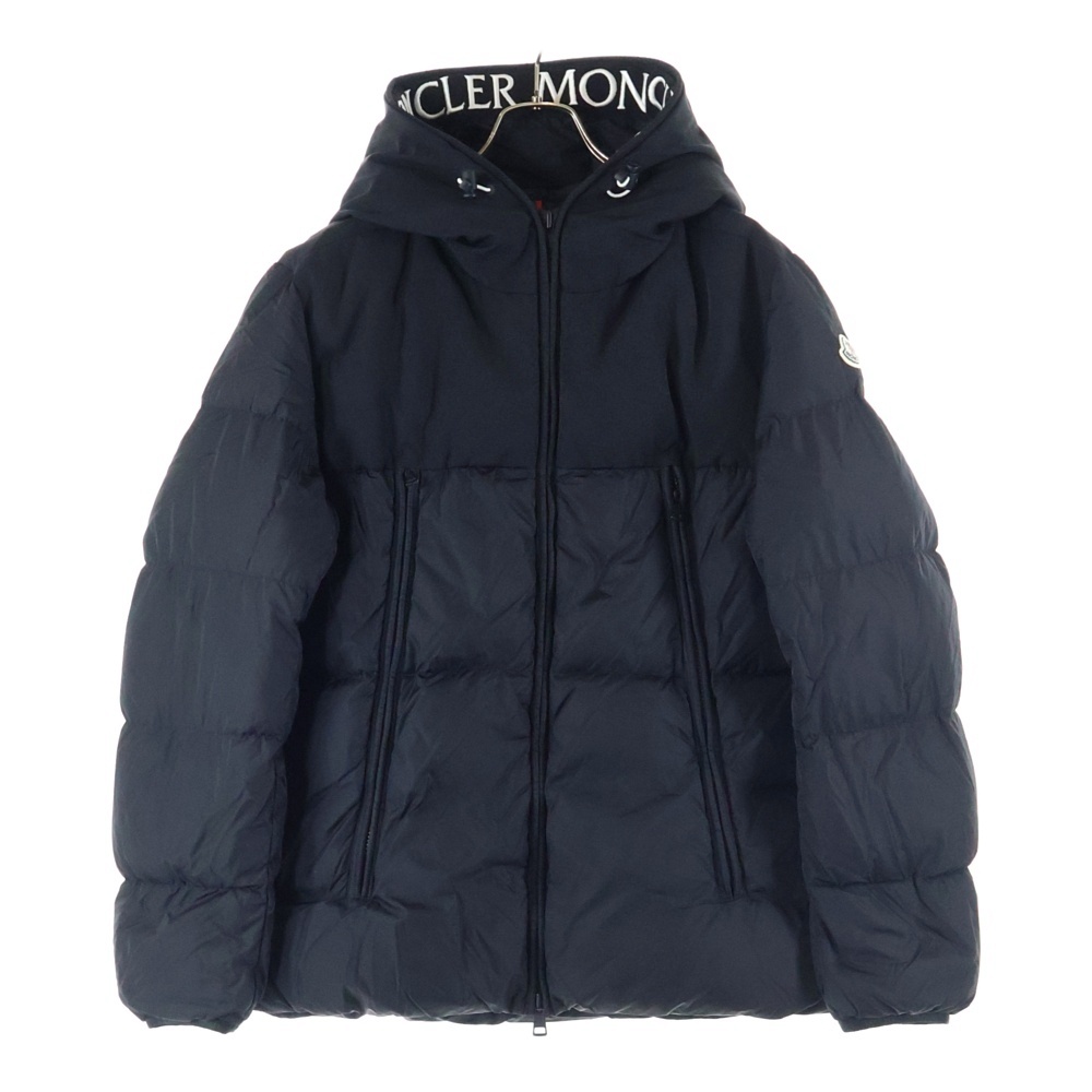 19AW MONTCLA GIUBBOTTO モンクラー ロゴエンブロイダリー ジップアップフーデッドダウンジャケット ブラック E20914194385 C0300 Bランク