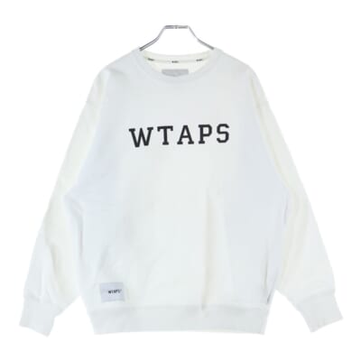 25SS ACADEMY SWEATER COTTON アカデミー フロントロゴプリント コットン クルーネックスウェット トレーナー ホワイト 251ATDT-CSM03 Bランク