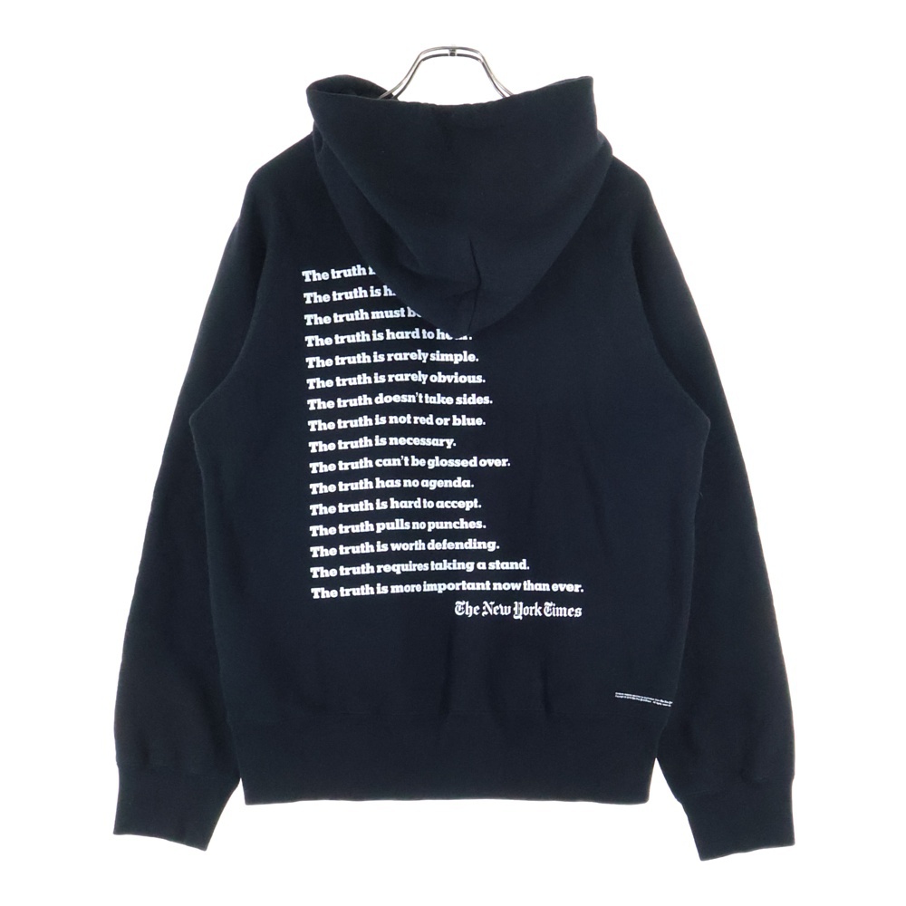 18AW THE NEW YORK TIMES TRUTH HOODIE トゥルース バックプリント プルオーバーフーディー ブラック 18-01783M Bランク