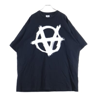 22AW DOUBLE ANARCHY LOGO T-SHIRT ダブル アナーキー ロゴプリント クルーネック 半袖Tシャツ カットソー ブラック UE52TR290B Bランク