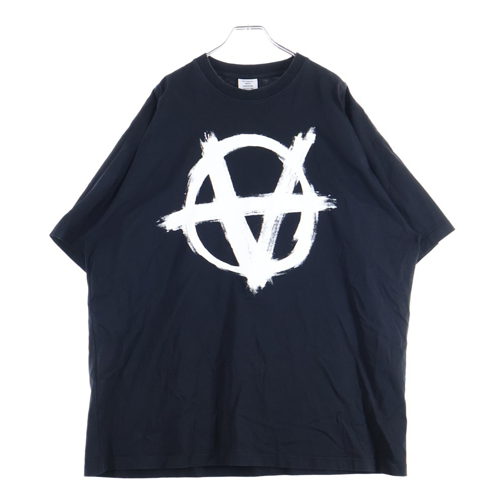 22AW DOUBLE ANARCHY LOGO T-SHIRT ダブル アナーキー ロゴプリント クルーネック 半袖Tシャツ カットソー ブラック UE52TR290B Bランク