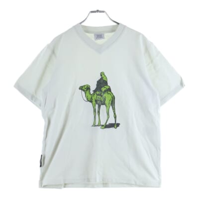 19AW DARK WEB SILK ROAD LOGO CAMEL T-SHIRT ダークウェブ シルクロード キャメル 両面プリント クルーネック半袖Tシャツ カットソー アイボリー WAH20TR312 Bランク