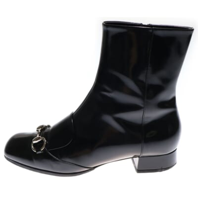 ホースビット レザー サイドジップ ショートブーツ ブラック レディース 362951 Bランク