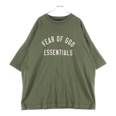 フロントロゴプリント クルーネック 半袖Tシャツ カットソー カーキ Bランク