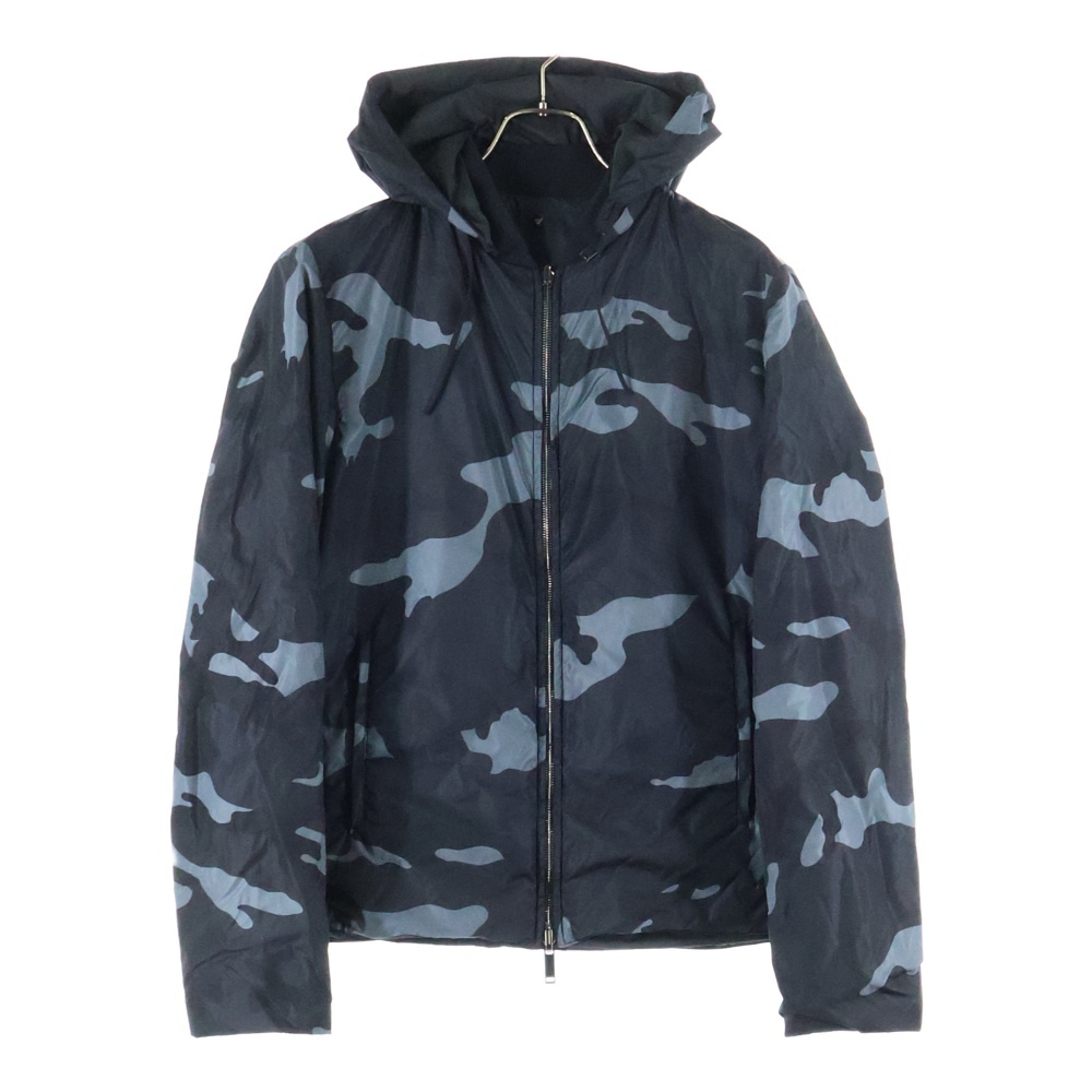 ナイロン カモフラ リバーシブル フーデッド ジップアップ パーカー ジャケット ブラック/グレー PV3CI2N04UE Aランク