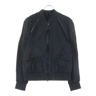 MA-1 ロックスタッズ サテン ジップアップ ボンバージャケット ブルゾン ブラック NV3CI0A72YD Aランク
