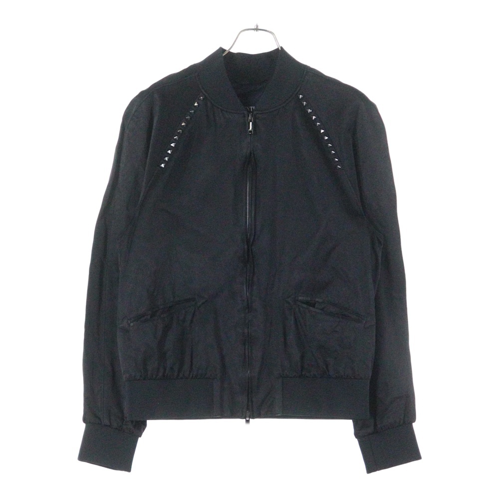 MA-1 ロックスタッズ サテン ジップアップ ボンバージャケット ブルゾン ブラック NV3CI0A72YD Aランク