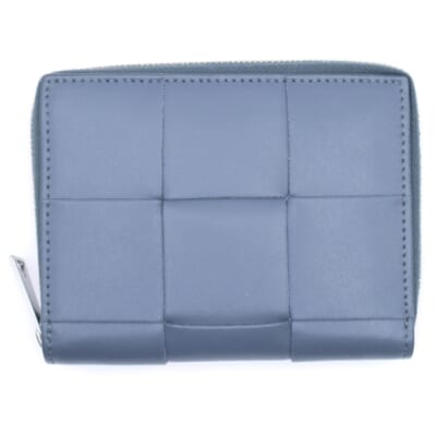 マキシイントレチャート 2つ折り財布 コンパクトウォレット コインケース グレー レザー シルバー金具 Aランク