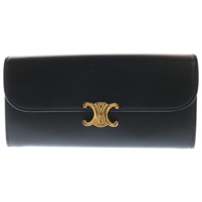 トリオンフ ロングウォレット 長財布 カードケース ブラック レザー ゴールド金具 Aランク