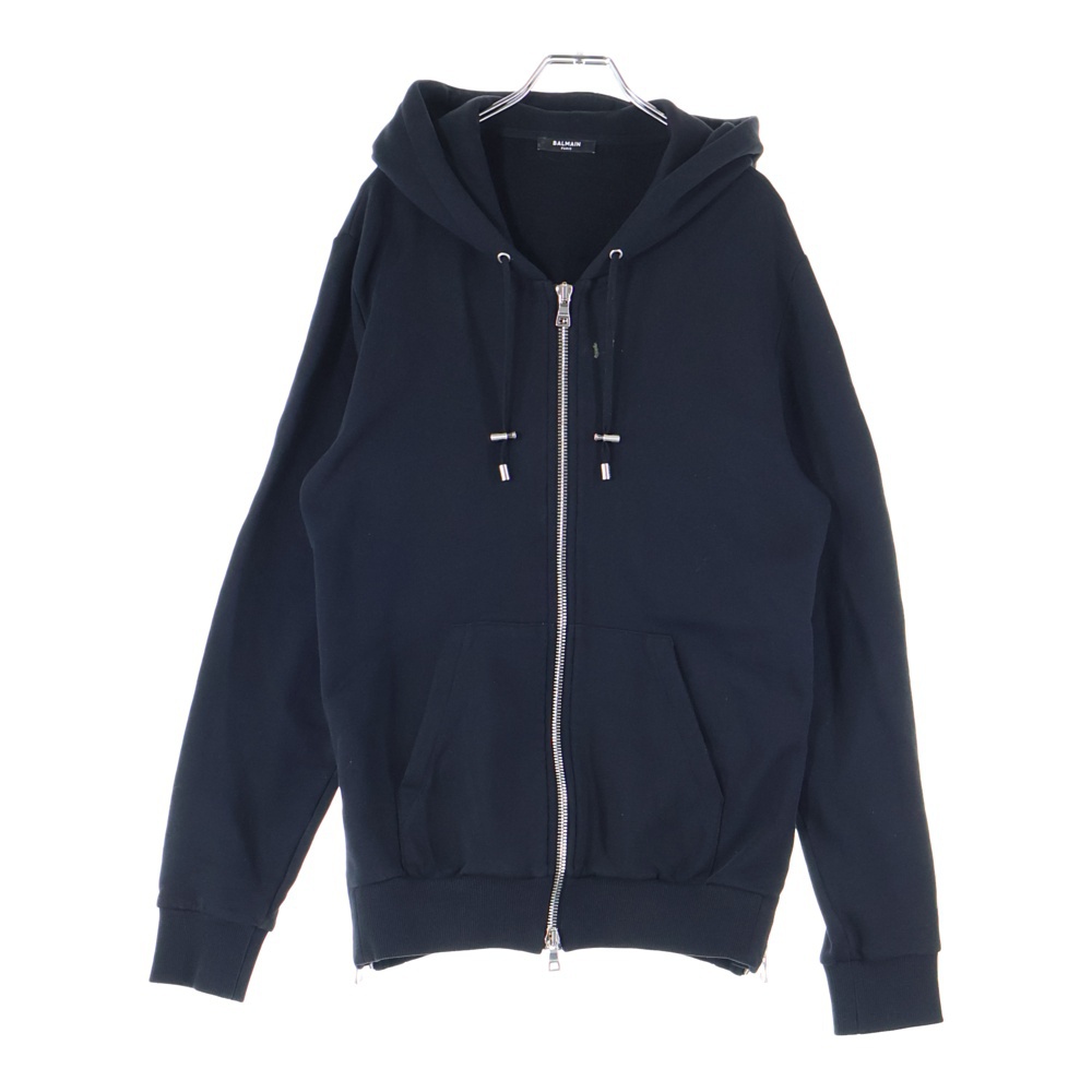 バック エンボスロゴ ジップアップ スウェットパーカー フーディー ブラック JR01B025 Bランク