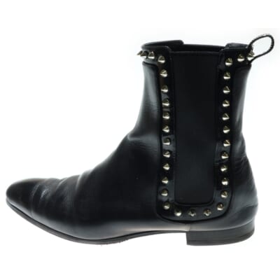 スパイクスタッズ レザー サイドゴア ショートブーツ シューズ ブラック レディース Bランク