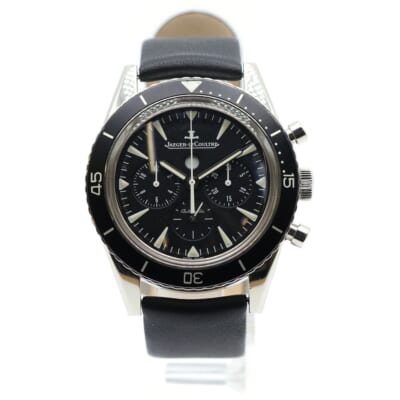 マスターコンプレッサー ディープシー クロノグラフ 黒文字盤 自動巻き 革×SS/AT Q2068570 腕時計 Bランク