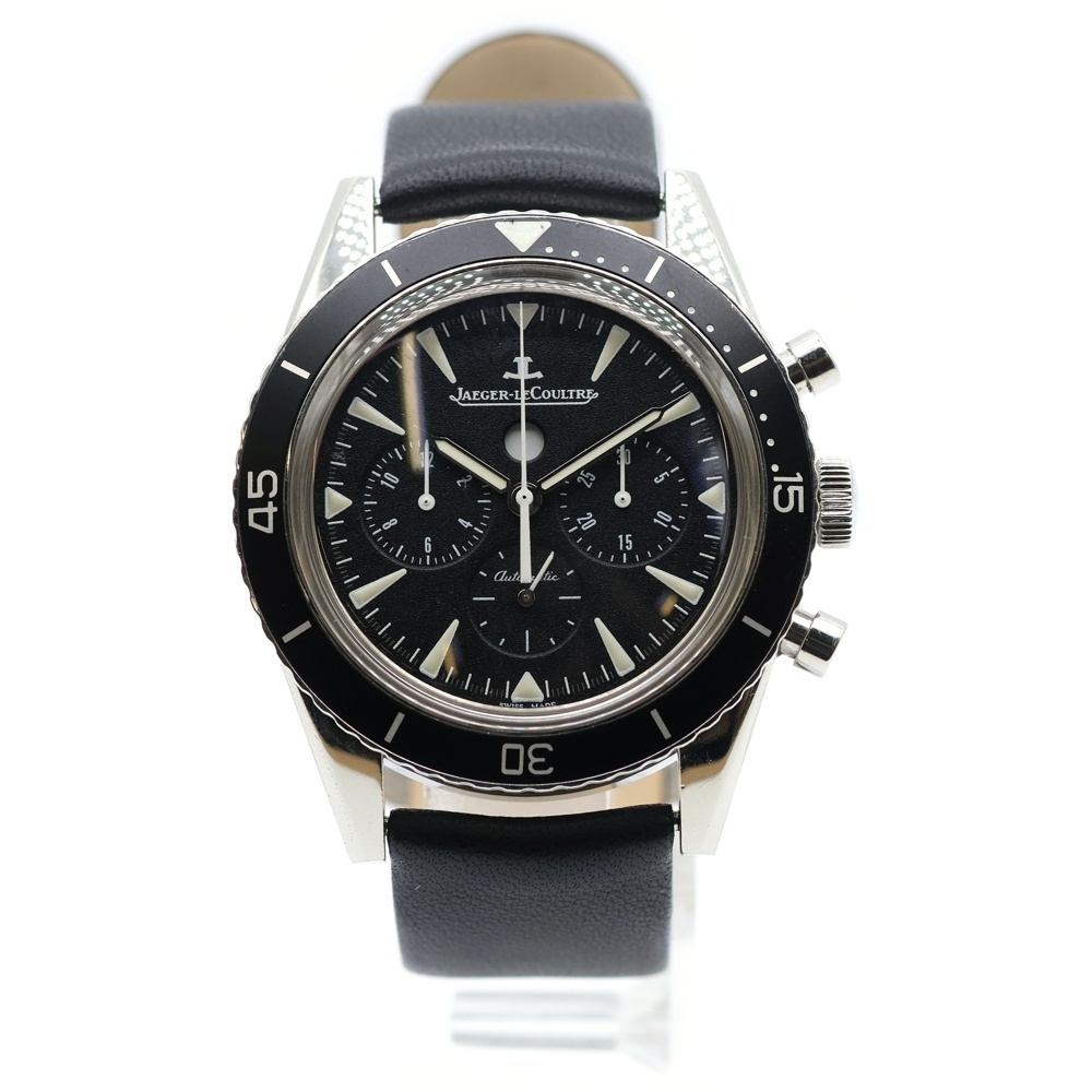 マスターコンプレッサー ディープシー クロノグラフ 黒文字盤 自動巻き 革×SS/AT Q2068570 腕時計 Bランク