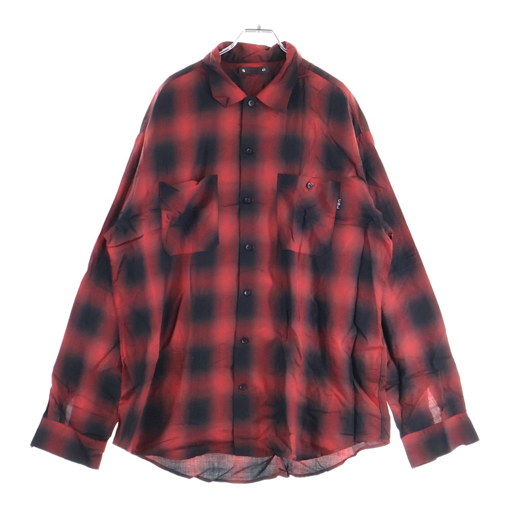 Rayon Ombre Check Loose Work SH レーヨン オンブレ チェック ルーズ ワーク シャツ レッド MND-TSK001-17-022 Aランク