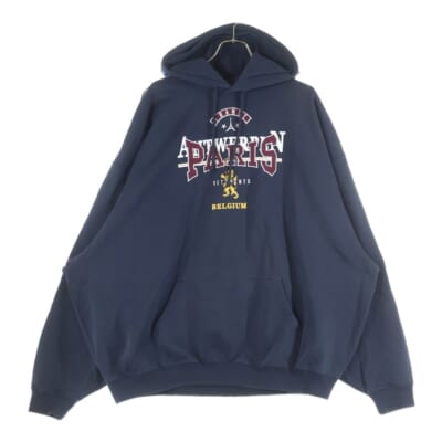25SS MERGED DOUBLE HOOD EMBROIDERED TOURIST UA65HD600N ダブルフード エンブロイダリー ツーリスト フーディー プルオーバーパーカー ネイビー Bランク