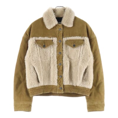 Corduroy teddy A04741 コーデュロイ切替ボアジャケット ベージュ レディース Bランク