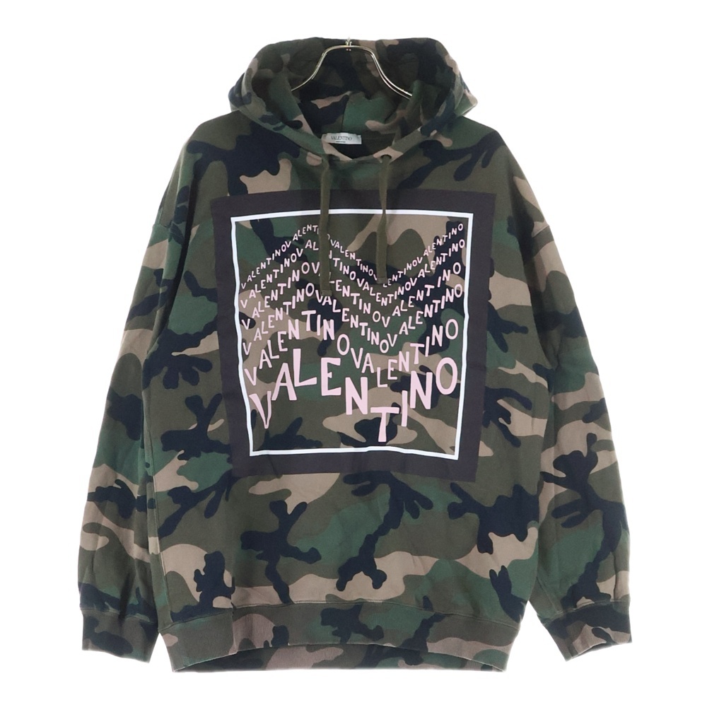 ロゴプリント カモフラ プルオーバーパーカー フーディー RV3MF02CMEL Bランク