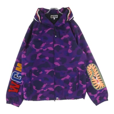 Purple camo shark ナイロン カモフラシャークパーカージップアップジャケット 001LTG301007X パープル Bランク