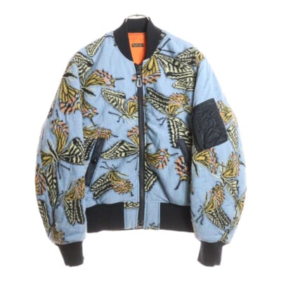 バタフライデザイン ボンバージャケット 中綿 ブルー Bランク