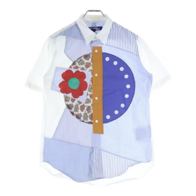 16SS フロント パッチワーク デザイン 半袖シャツ ホワイト WQ-B029 Bランク