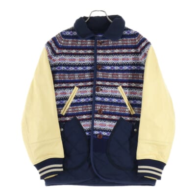 21AW 袖レザーフロントニット スタジャン マルチ WH-J014 Bランク