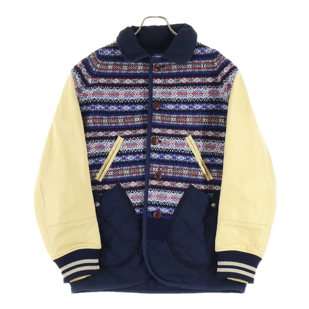 21AW 袖レザーフロントニット スタジャン マルチ WH-J014 Bランク