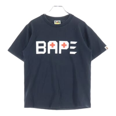 フロントロゴ BAPEプリント 半袖Tシャツ カットソー ブラック Bランク