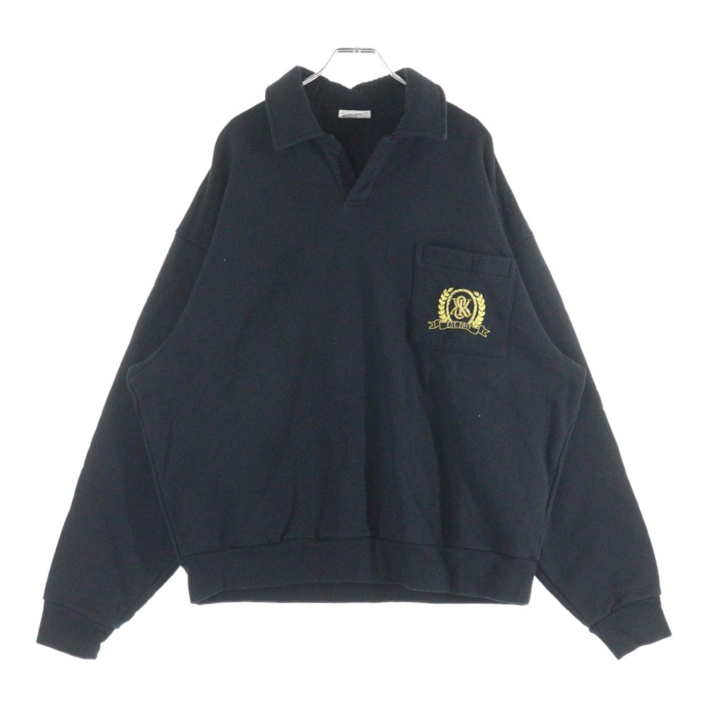 ポケット刺繍 コットンプルオーバースウェット ブラック 25-070-060-0020-3-0 Bランク