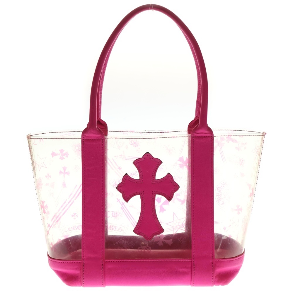 TOTE MINI VINYL トートミニ クロスパッチ ビニール レザートートバック クリア/ピンク Bランク