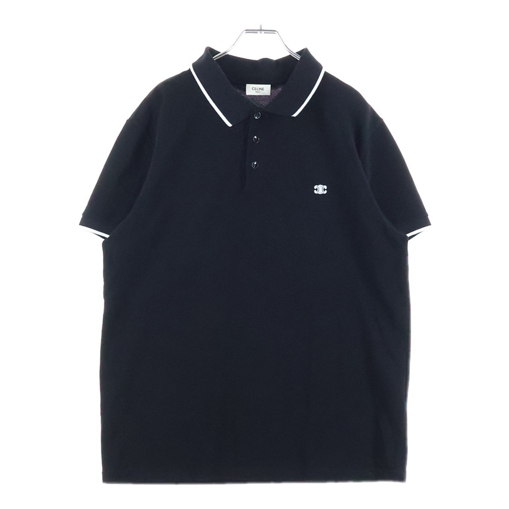 トリオンフ ロゴ刺繍コットンピケ クラシック半袖ポロシャツ 2X75H0ZWR ブラック Aランク