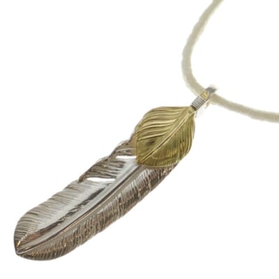 【現行】上金特大フェザー 右向き ペンダントトップ シルバー/ゴールド BGA005 Sランク