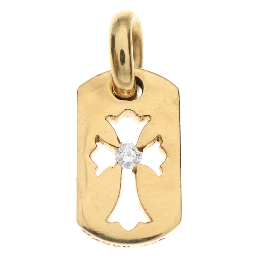 22K DT TNY CO CRS 1DIA タイニーカットアウトクロス ドッグタグ 1ダイヤ ペンダントトップ ゴールド Bランク