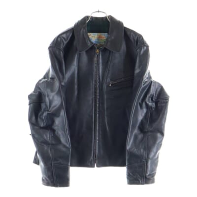 AERO LEATHER Co Horsehide ライナー ブラックウォッチ TALON ジップ エアロレザージャケット ブラック Bランク