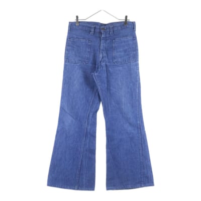 70ー80s VINTAGE セーラーデニム パンツ スモールe ボタン裏刻印272 ポーランド 42TALON 白タブ インディゴ Bランク