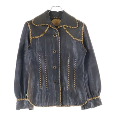 60ー70s NORTH BEACH LEATHER ハンドメイド レザー シャツ ジャケット ブラック Bランク