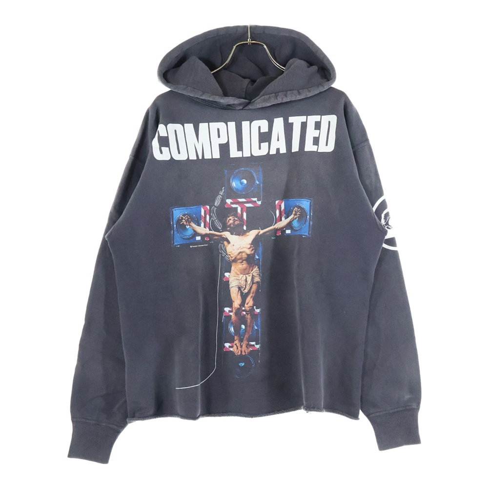 23AW COMPLICATED KK_HOODIE ヴィンテージ加工プルオーバーパーカー SM-A23-0000-C20 グレー Bランク