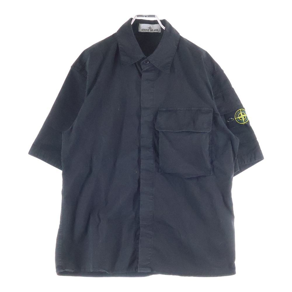 ロゴパッチ ツイル 半袖シャツ ブラック K2S151100007S0010 Bランク