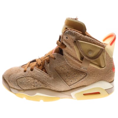 ×TRAVIS SCOTT AIR JORDAN 6 RETRO SP BRITISH KAHKI DH0690-200 トラヴィススコット エアジョーダン6 レトロ ハイカットスニーカー ベージュ US8/26cm Bランク