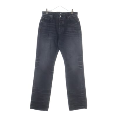23AW Stack Straight Jean スタック ストレート クラッシュ加工スキニーデニムパンツ ジーンズ ブラック Bランク