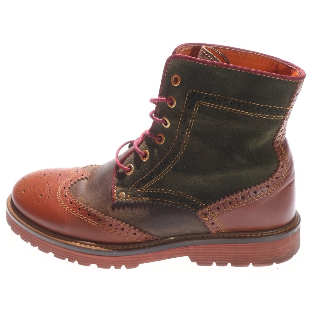 メダリオンブーツ ウイングチップ レザーハイブーツ ブラウン D0021 Bランク