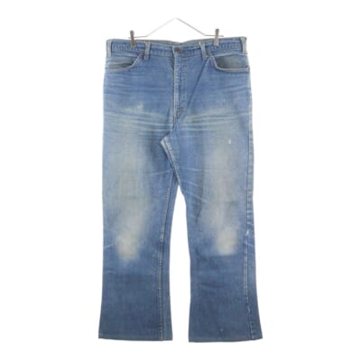 646-0217 ヴィンテージ オレンジタブ ボタン裏刻印39 ジップフライフレアデニムパンツ ベルボトムジーンズ インディゴ Bランク