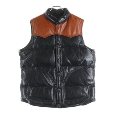 DELUXEWARE 【デラックスウェア】 Horse Leather Dawn Vest ホースレザー 馬革 レザーダウンベスト ブラック Bランク