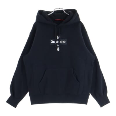 20AW Cross Box Logo Hooded Sweatshirt クロス ボックスロゴ刺繍 プルオーバースウェットパーカー フーディー ブラック Sランク