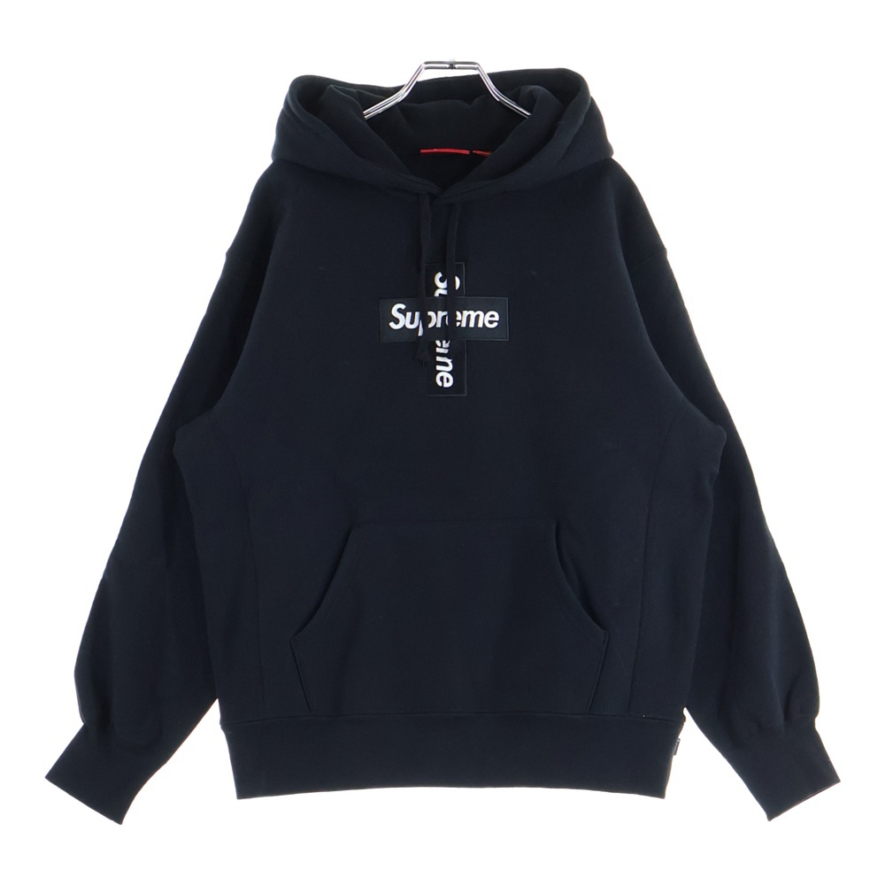 20AW Cross Box Logo Hooded Sweatshirt クロス ボックスロゴ刺繍 プルオーバースウェットパーカー フーディー ブラック Sランク